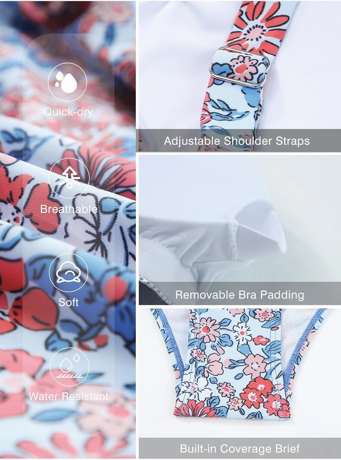 Aleumdr Women Vintage Tummy Control Two Piece Tankini Swimsuits Swimdress Push up Swimwear Bathing Suits