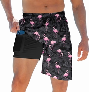 ALISISTER Mens Swim Trunks with Compression Liner Bathing Suit Summer Swimming Shorts