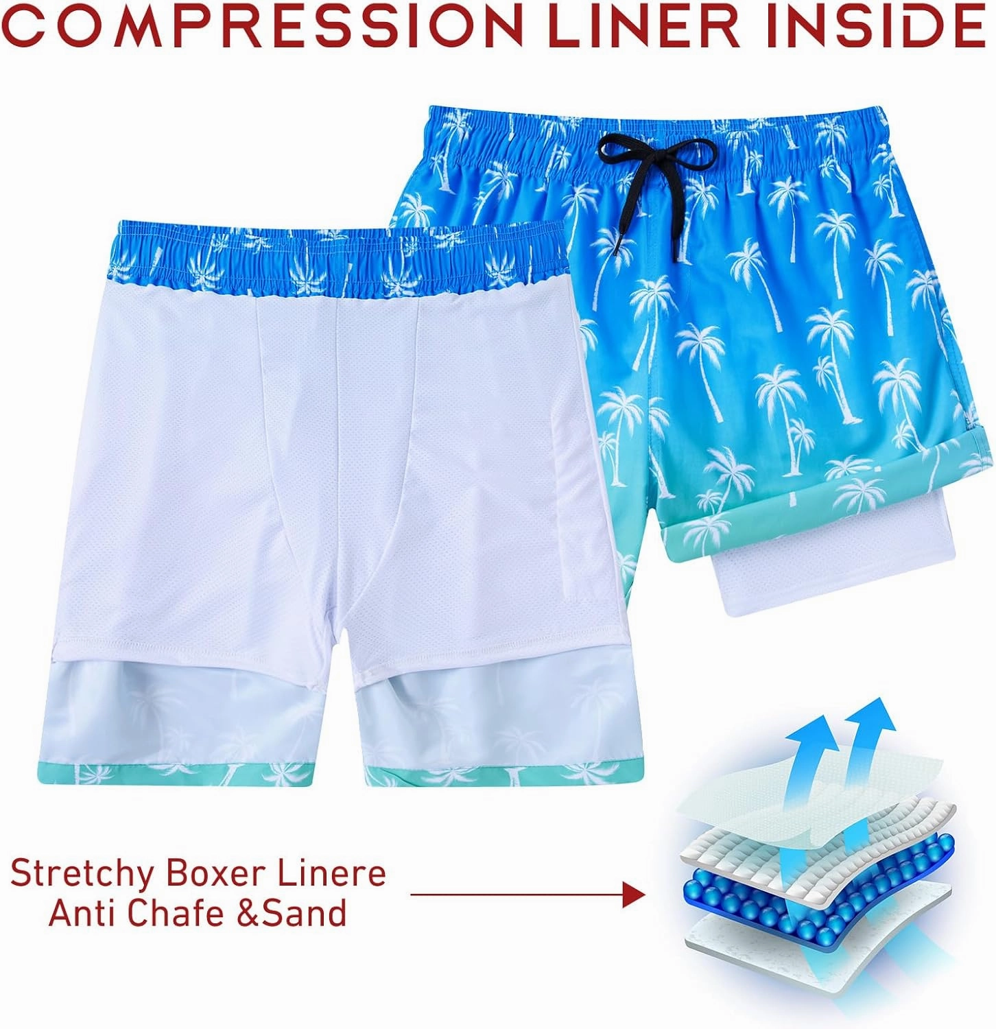 ALISISTER Mens Swim Trunks with Compression Liner Bathing Suit Summer Swimming Shorts