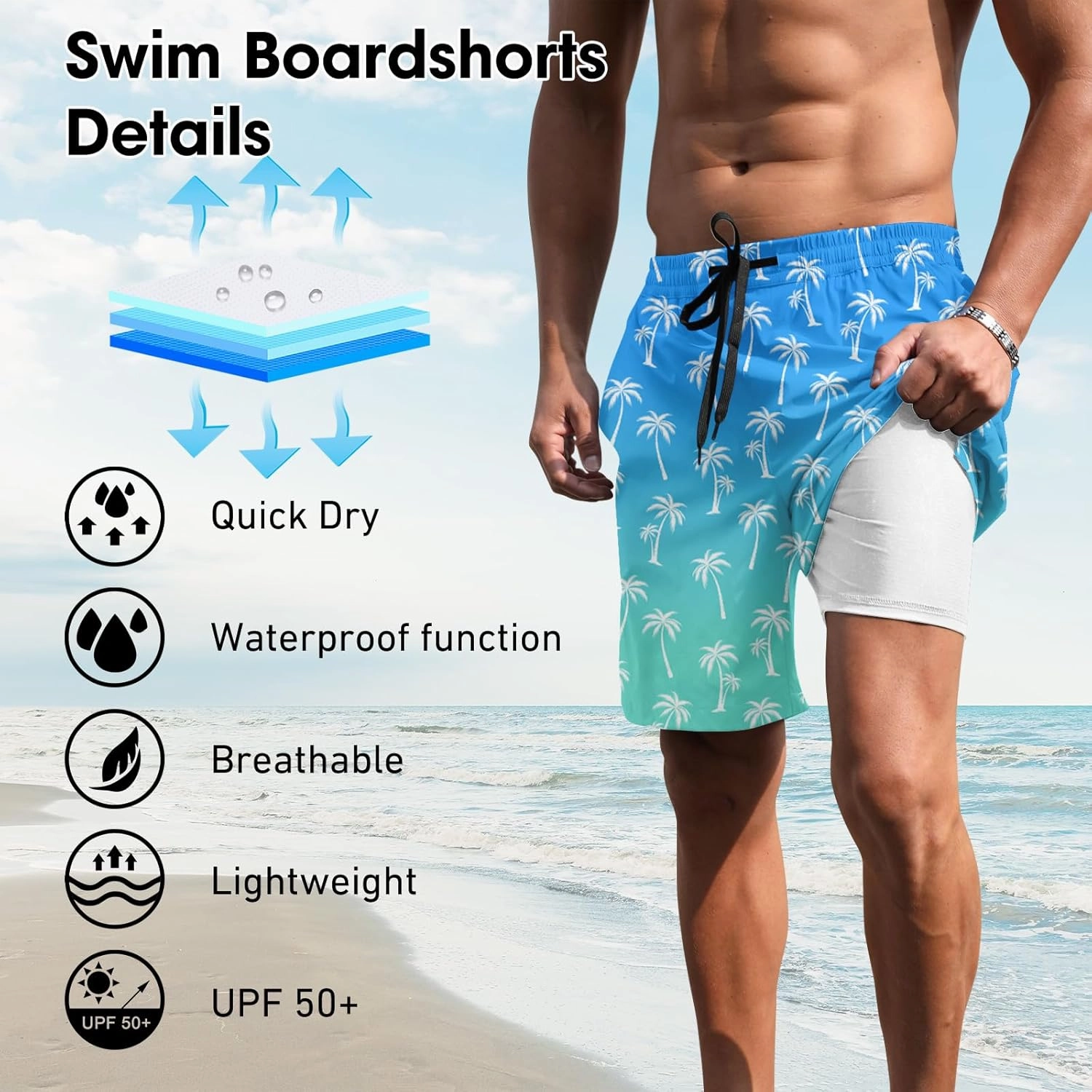 ALISISTER Mens Swim Trunks with Compression Liner Bathing Suit Summer Swimming Shorts