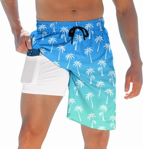 ALISISTER Mens Swim Trunks with Compression Liner Bathing Suit Summer Swimming Shorts