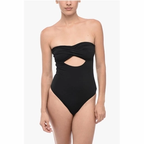 AllSaints Strapless TATUM One-Piece Swimsuit with Cut-Out Women's Detail