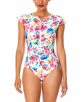 Anne Cole Flutter Zip Front Sun Suit