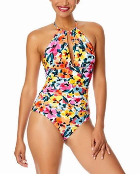 Anne Cole High Neck With Ruffle Strap One-Piece