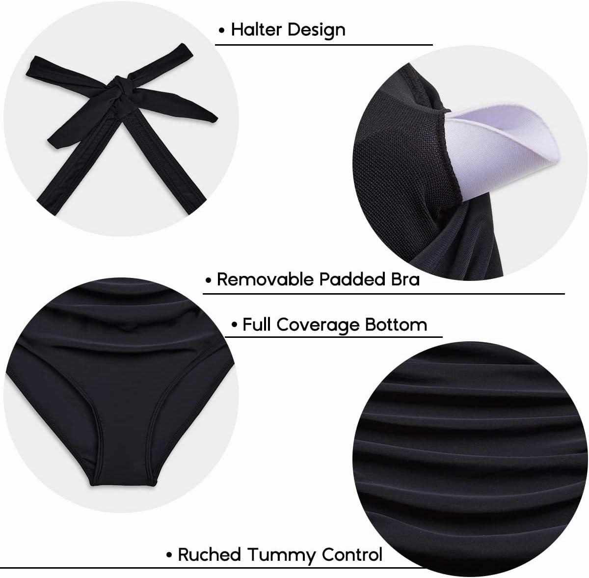 Aqua Eve One Piece Bathing Suit for Women Tummy Control Swimsuit Slimming Vintage Swimwear