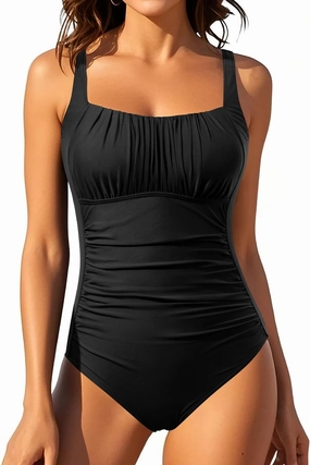 Aqua Eve One Piece Bathing Suit for Women Tummy Control Swimsuit Slimming Vintage Swimwear