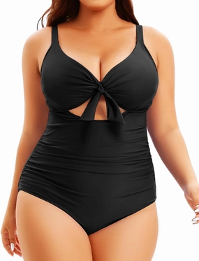 Aqua Eve Plus Size One Piece Swimsuit for Women Tummy Control Bathing Suit Cutout Swimwear