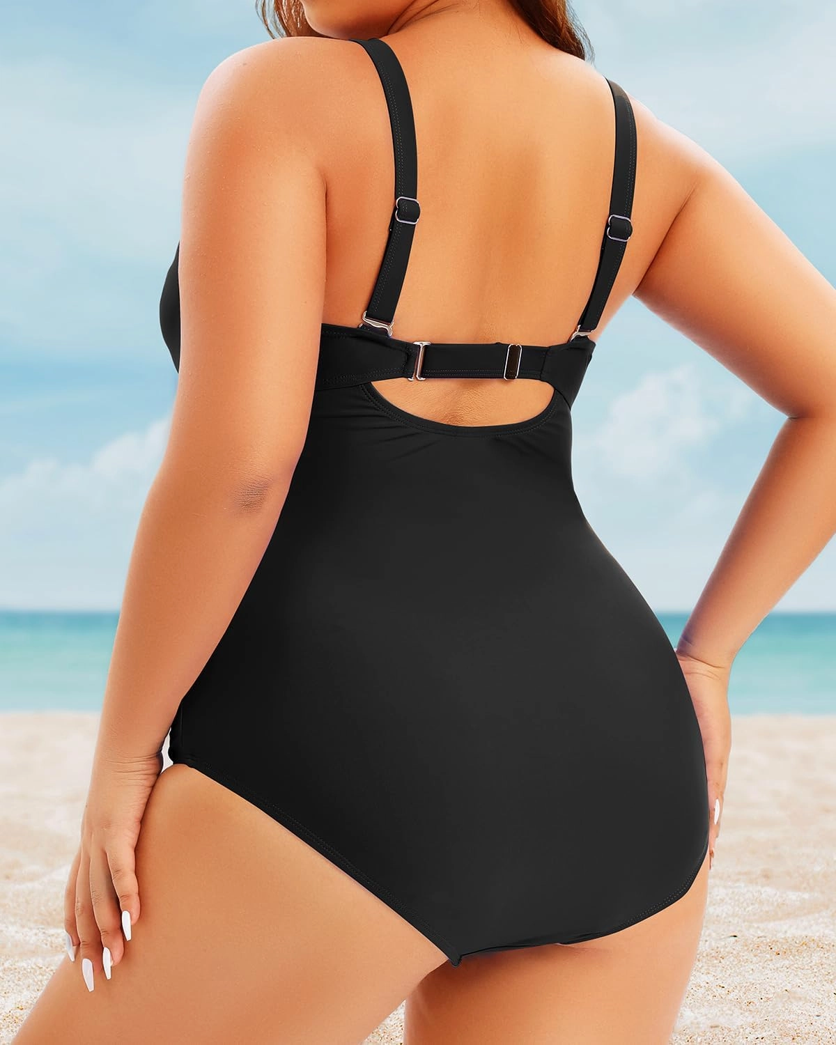 Aqua Eve Plus Size One Piece Swimsuit for Women Tummy Control Bathing Suit Cutout Swimwear