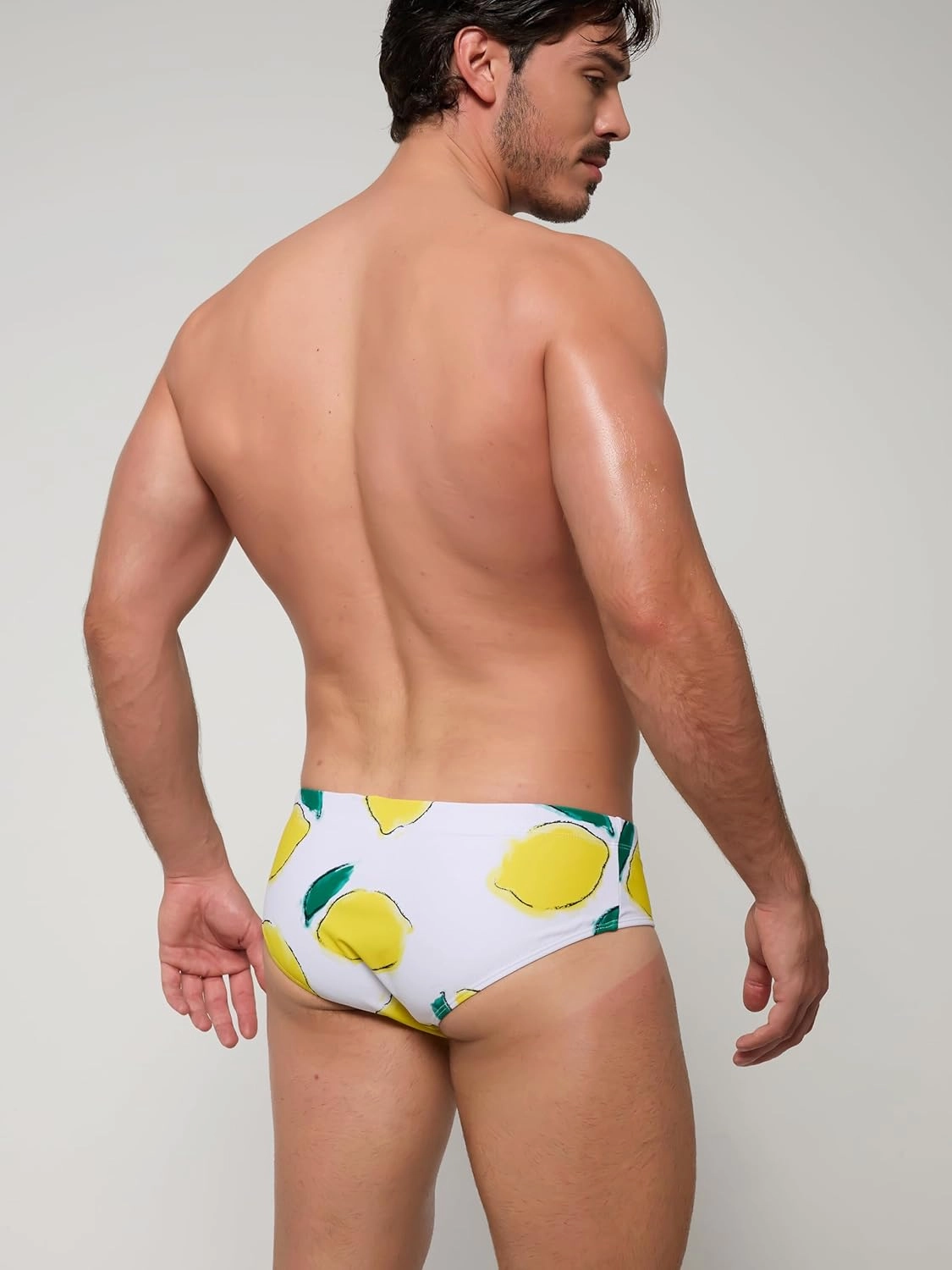 Arcweg Men's Swimming Trunks Briefs Low Waist with Removable Pad Swimwear Elastic Beach Shorts Boxers Underwear