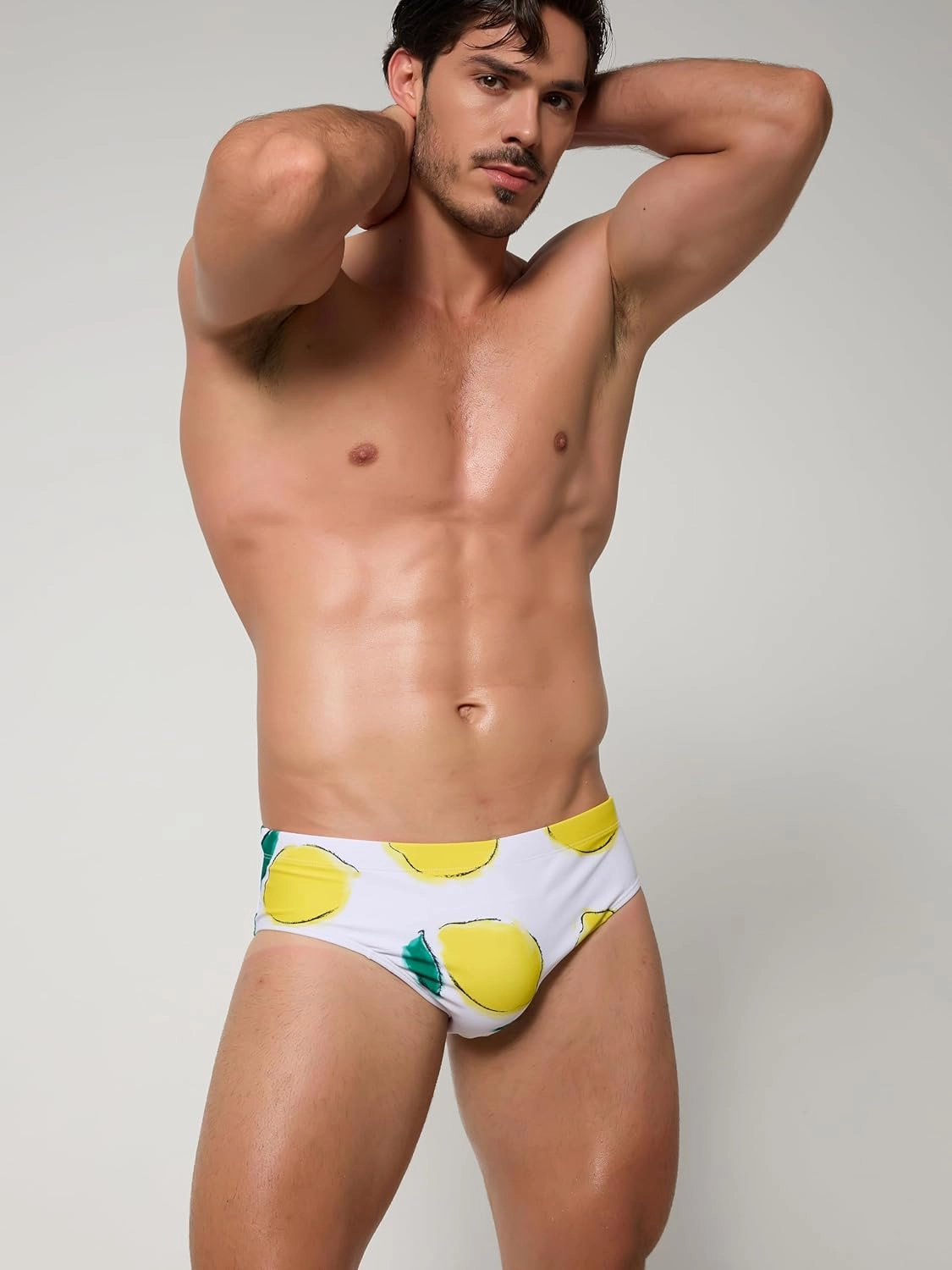 Arcweg Men's Swimming Trunks Briefs Low Waist with Removable Pad Swimwear Elastic Beach Shorts Boxers Underwear