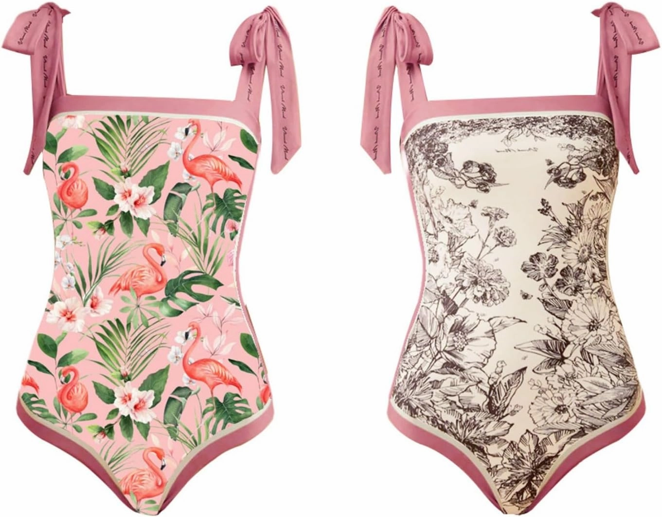 ASHER FASHION Women's One Piece Swimsuit -Bathing Suit for Women Tummy Control Reversible Bustier Floral Print Monokinis