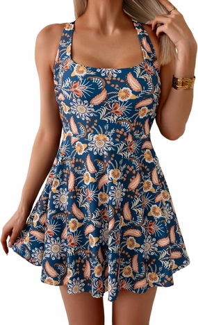 B2prity Women's One Piece Swimdress Swimsuit Tummy Control Swim Dress Modest Full Coverage Bathing Suit with Skirt