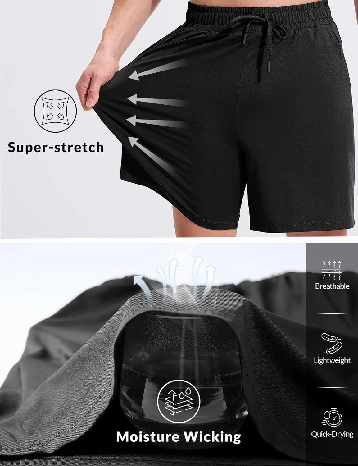 baleaf Mens Swim Trunks with Compression Liner 5 & 7 inch Quick Dry Bathing Suit Swim Shorts with Zippered Pockets