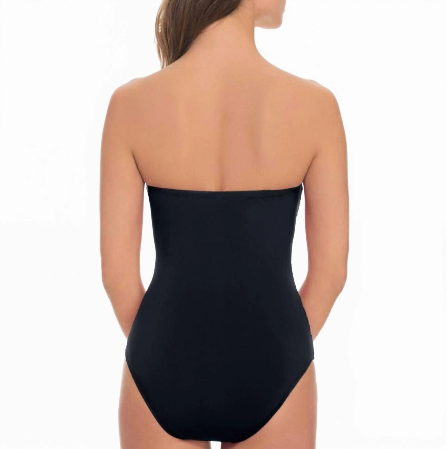 Bandeau Underwire D-Cup One Piece Swimsuit In Tutti Frutti Black