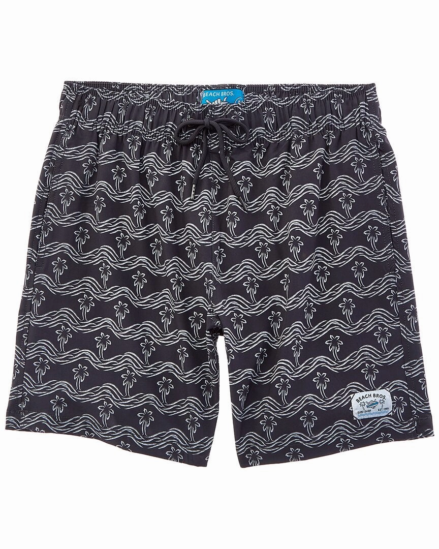 Beach Bros Brush Palm Waves Swim Short