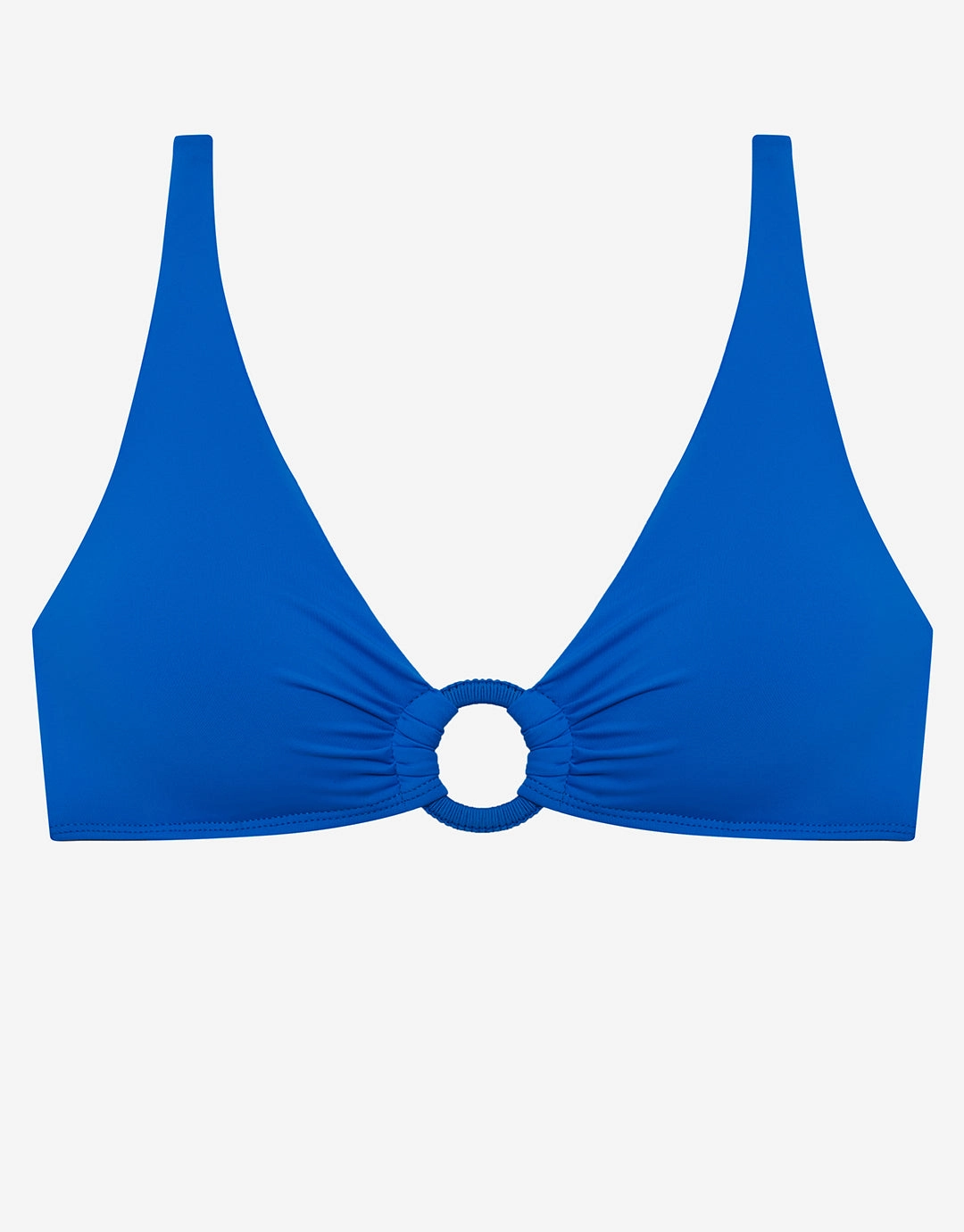 Beach Club Solids Macrame Ring OTS Bikini Top - Electric Blue