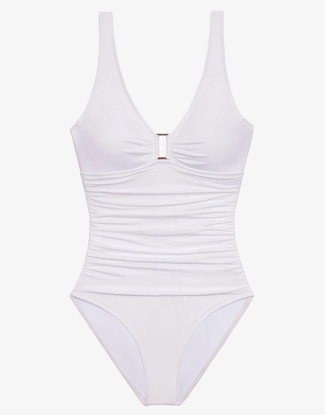 Beach Club Solids Ring OTS Swimsuit - White