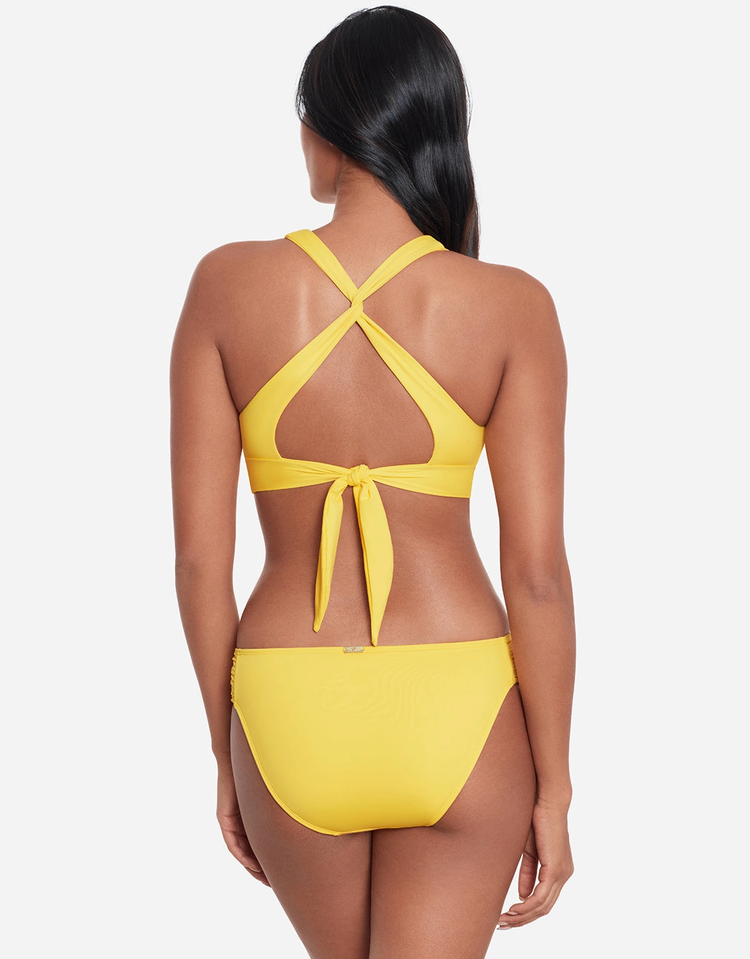 Beach Club Solids Shirred Tab Side Bikini Pant - Yellow
