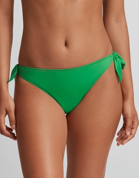 Beach Club Solids Side Tie Scoop Hipster Bikini Pant - Palm Green