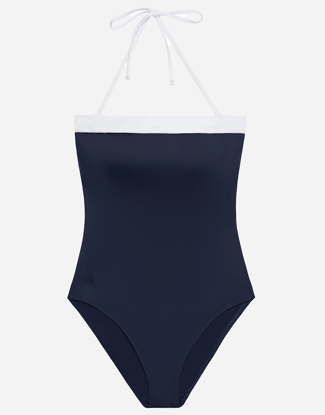 Bel Air Modern Bandeau Swimsuit - Navy and White