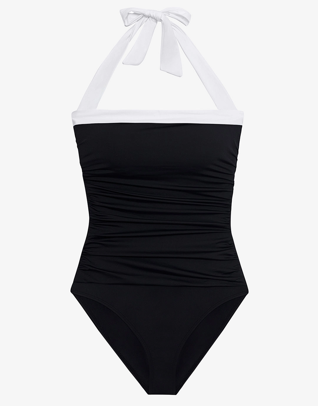 Bel Air Shirred Bandeau Mio Swimsuit - Black and White