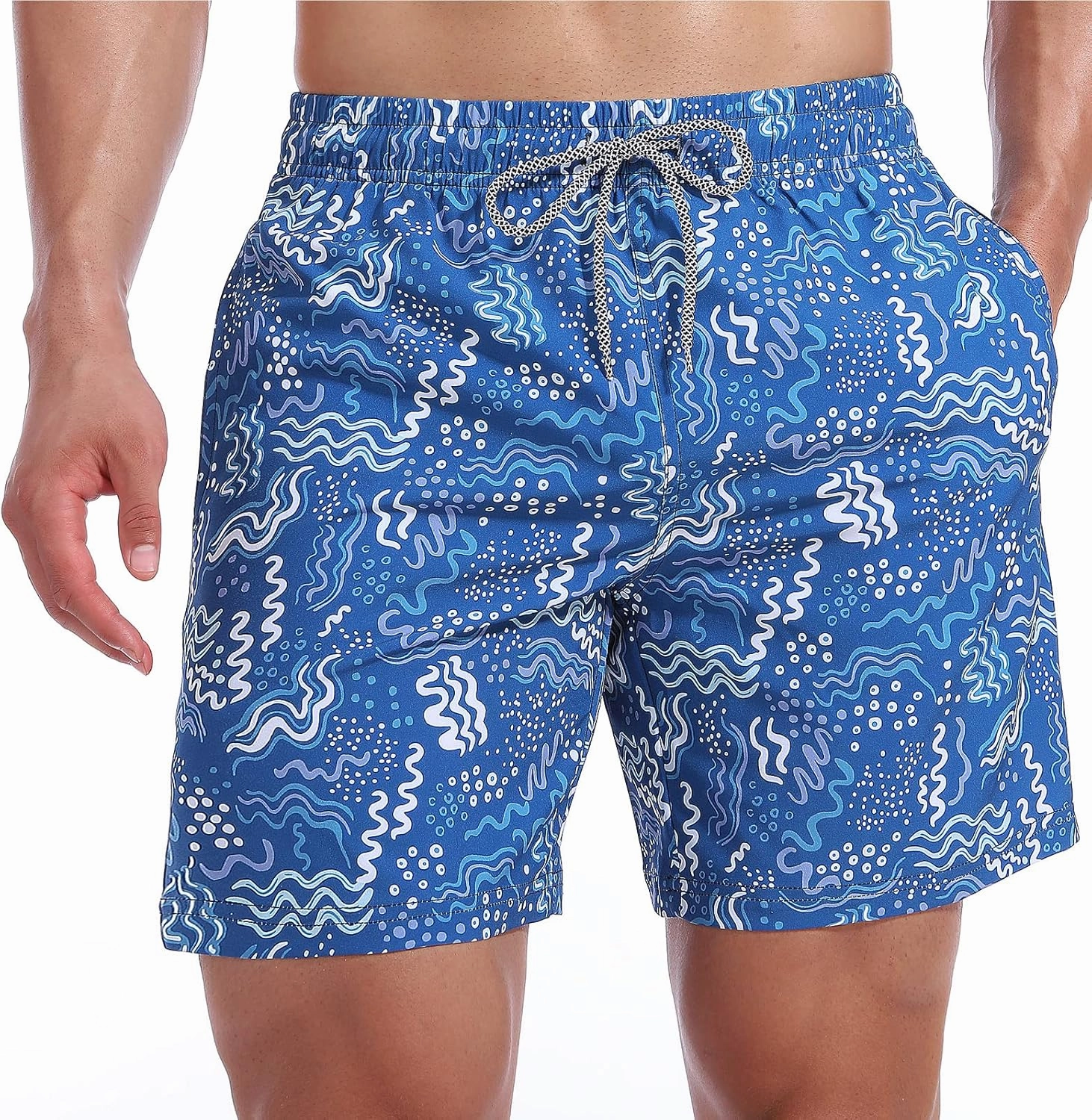 Biwisy Mens Swim Trunks Quick Dry Swim Shorts with Mesh Lining Funny Beach Shorts