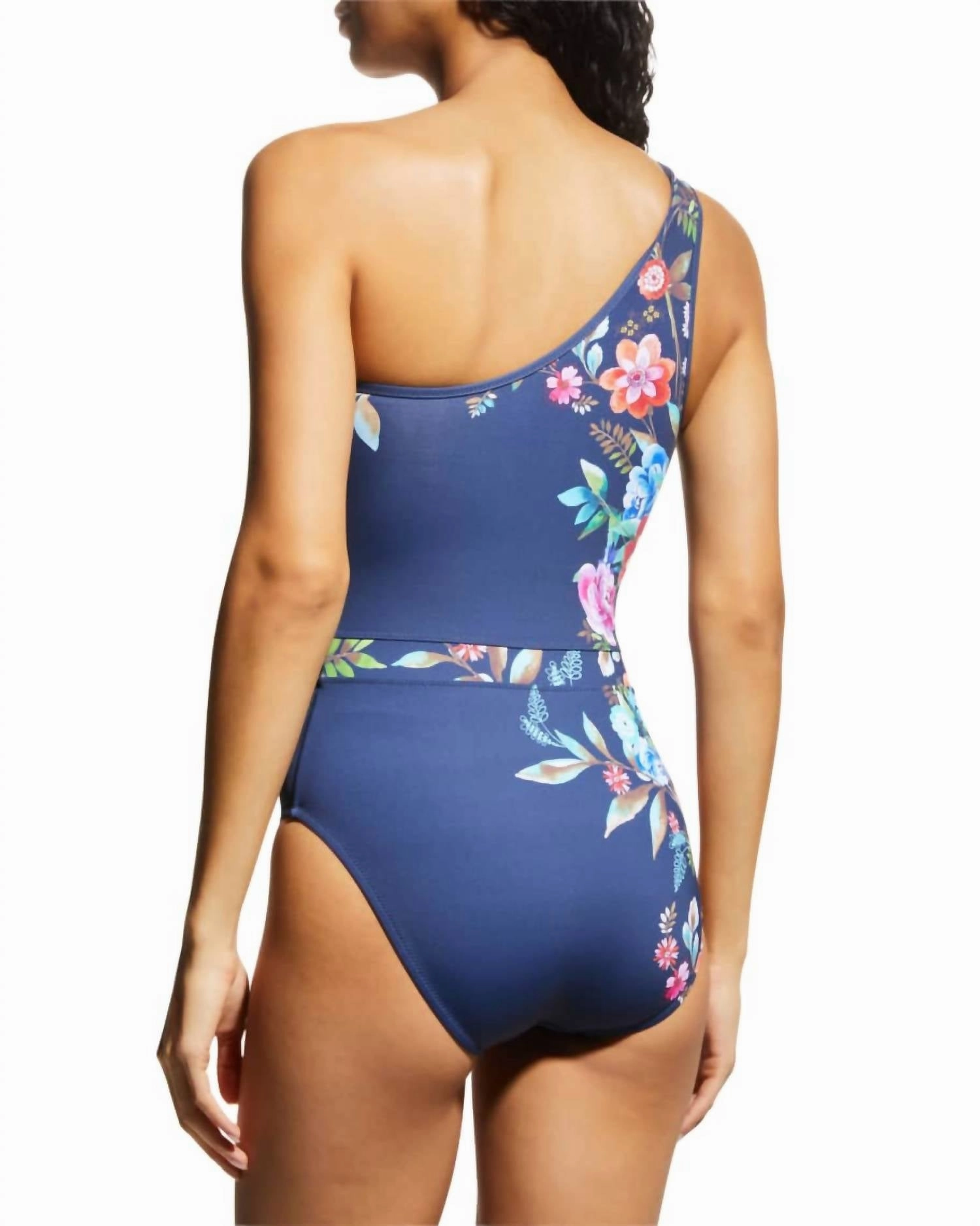 Bloom One Shoulder One Piece Swimsuit In Blue