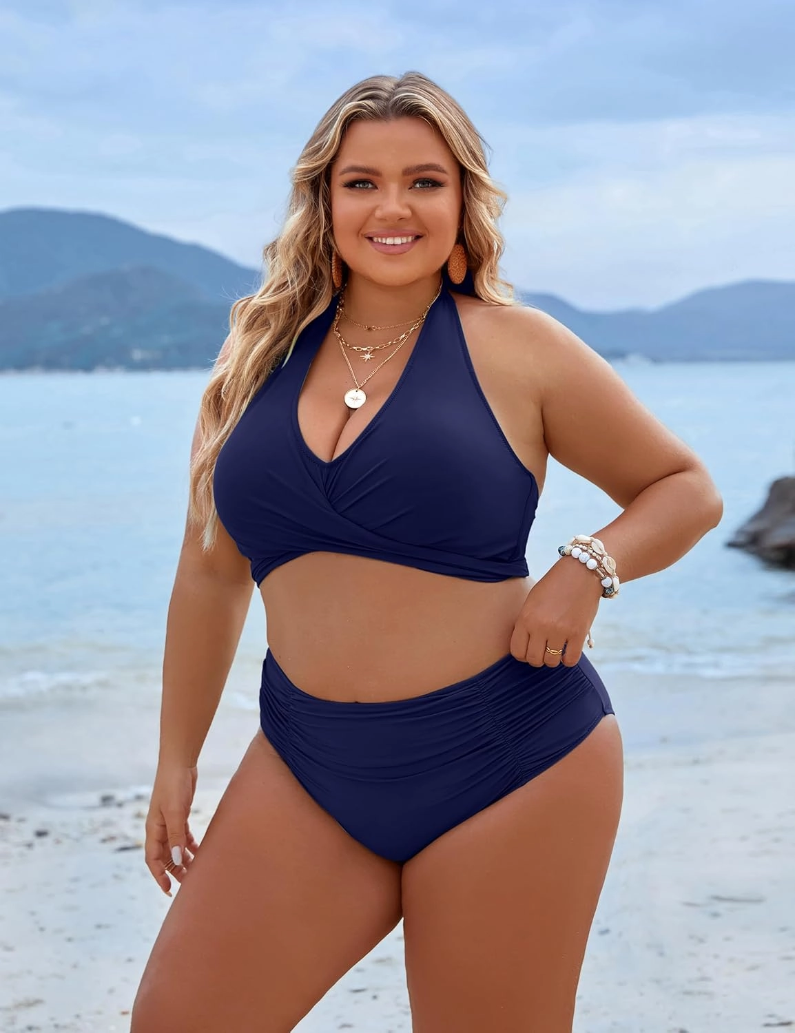 Blooming Jelly Womens Tummy Control Bathing Suits Modest High Waisted Bikini Sets Cute Halter 2 Piece Swim Suits 2025