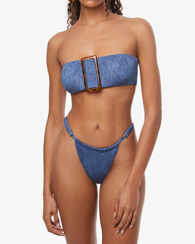 Buckle Bandeau Denim Bikini Top