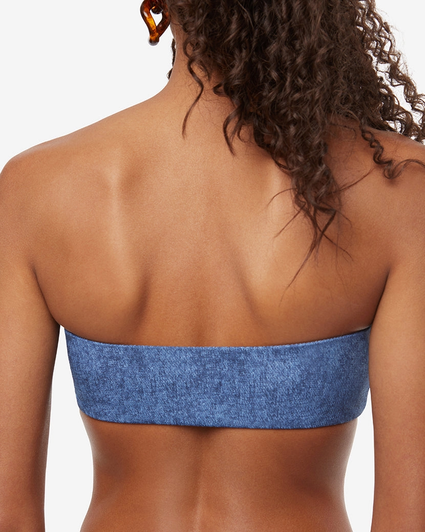 Buckle Bandeau Denim Bikini Top