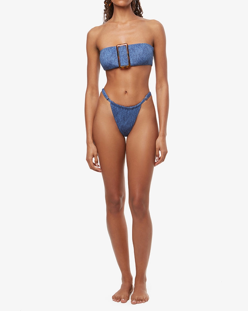 Buckle Bandeau Denim Bikini Top