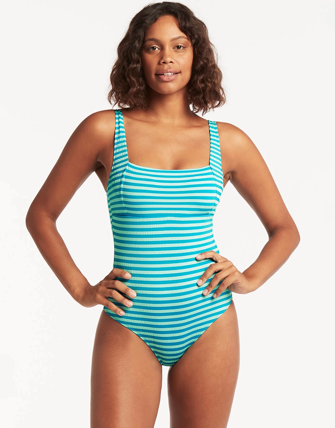 Capri Square Neck Swimsuit - Aqua