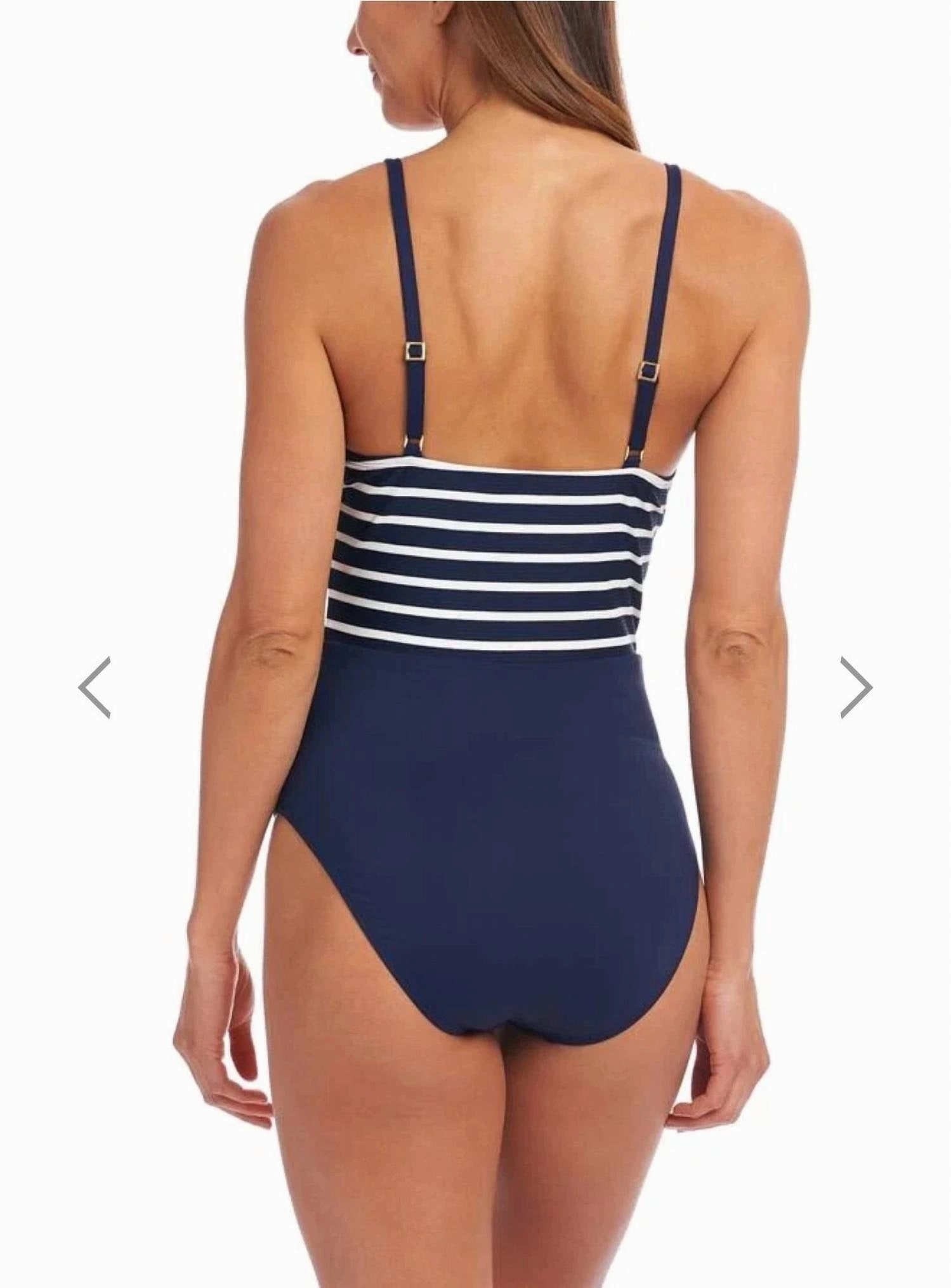 Capri Stripe Plunge One Piece Swimsuit In Indigo