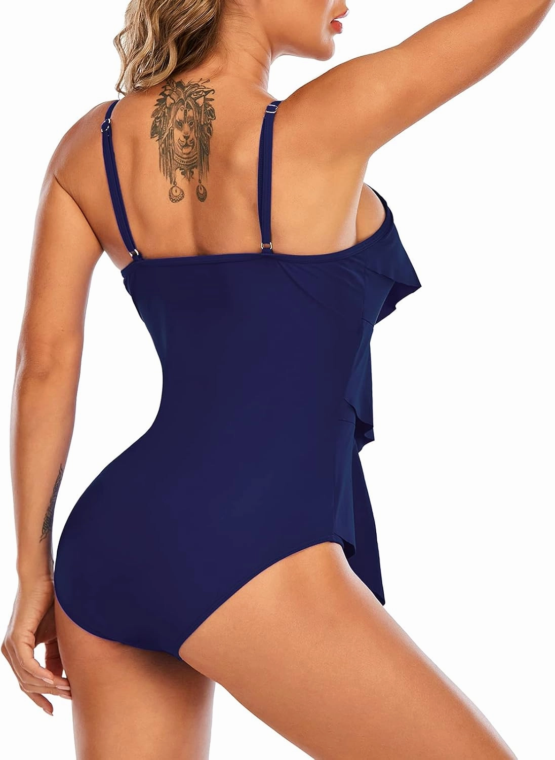 Century Star Womens Athletic One Piece Retro Flounce Swimsuits Ruffled Tiered Tummy Control Swimwear Plus Bathing Suits
