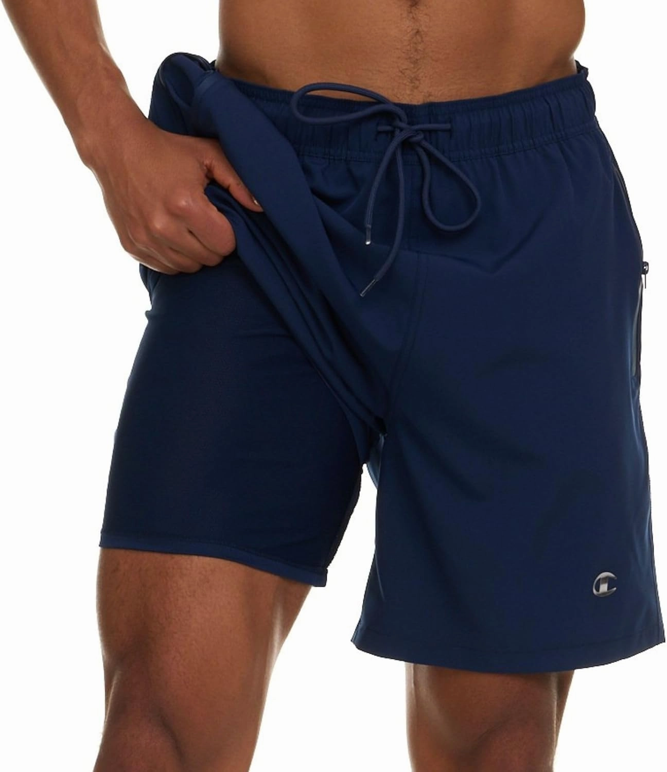 Champion Mens Swim Trunks with Compression Liner, 2 in 1 Mens Bathing Suit Shorts, 7 Inch Inseam Board Shorts for Swimming