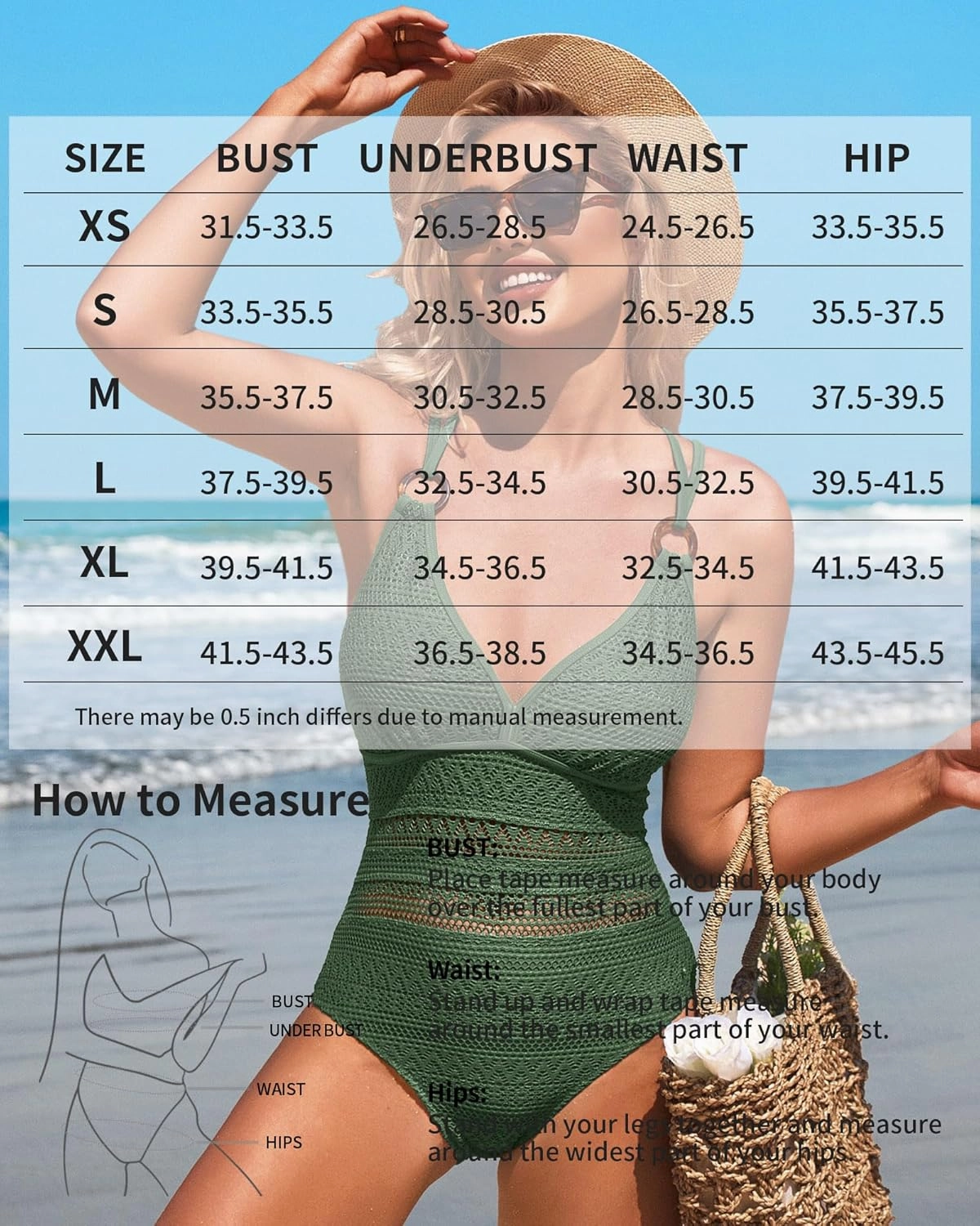 Charmo Crochet One Piece Swimsuits for Women V Neck Strappy Bathing Suit Hollow Out Monokini Swimwear