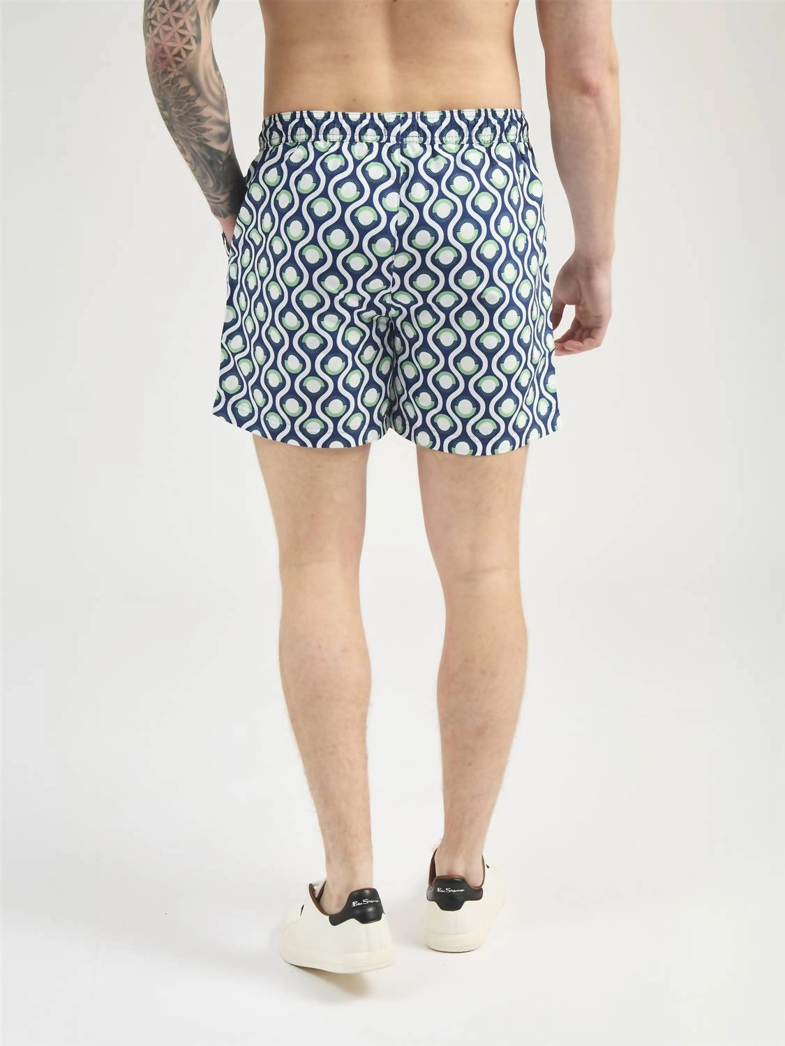 Circle Geo Swim Shorts In Grass Green