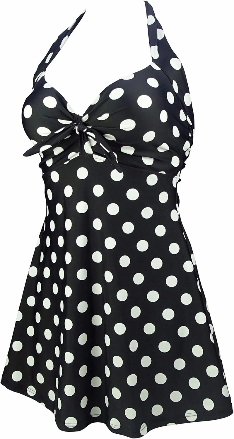 COCOSHIP Vintage Sailor Pin Up Swimsuit Retro One Piece Skirtini Cover Up Swimdress(FBA)