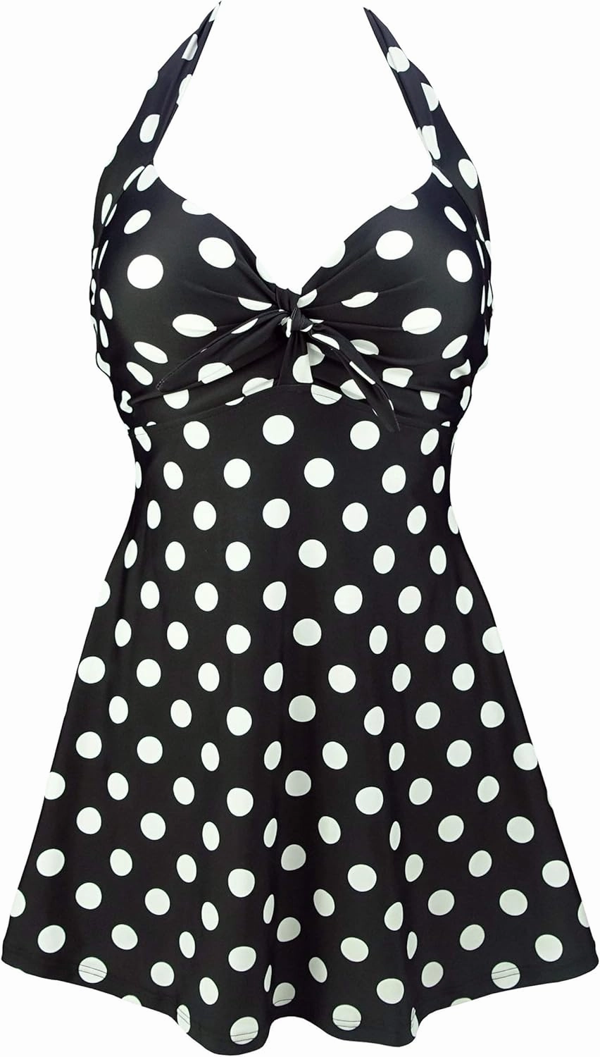 COCOSHIP Vintage Sailor Pin Up Swimsuit Retro One Piece Skirtini Cover Up Swimdress(FBA)