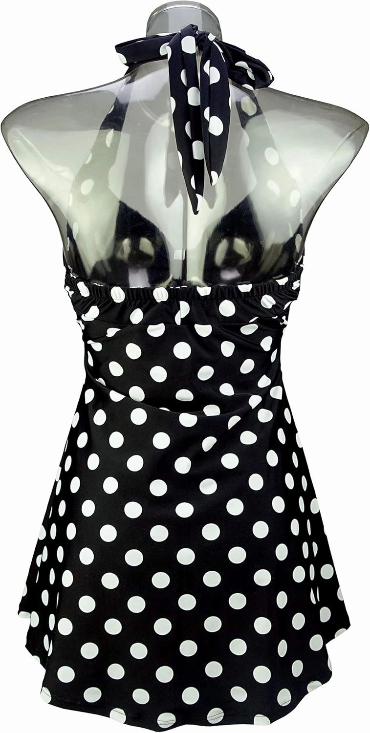 COCOSHIP Vintage Sailor Pin Up Swimsuit Retro One Piece Skirtini Cover Up Swimdress(FBA)