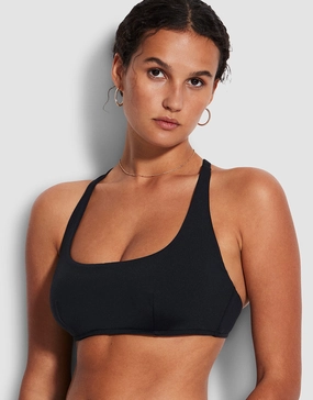 Collective DD Scoop Neck Halter Bikini Top - Black