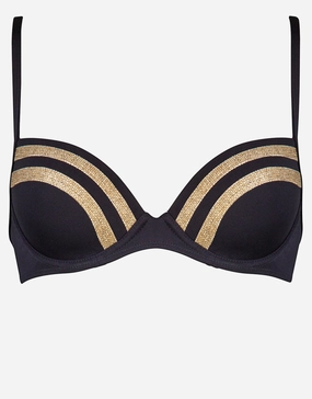 Construction Moulded Underwired Bikini Top - Black
