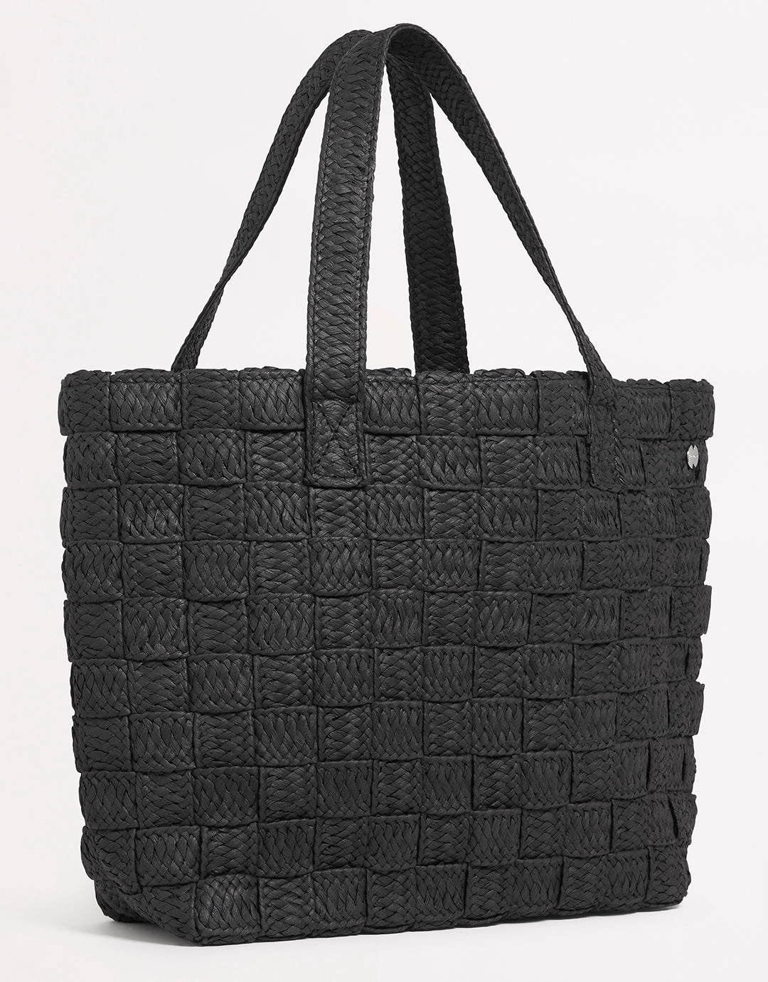 Criss Cross Woven Tote - Black