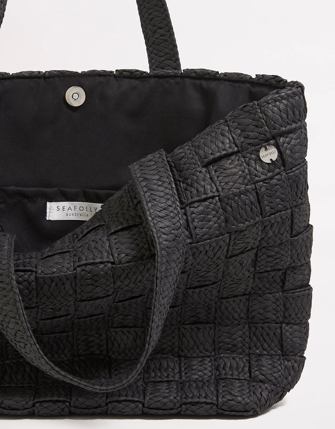 Criss Cross Woven Tote - Black