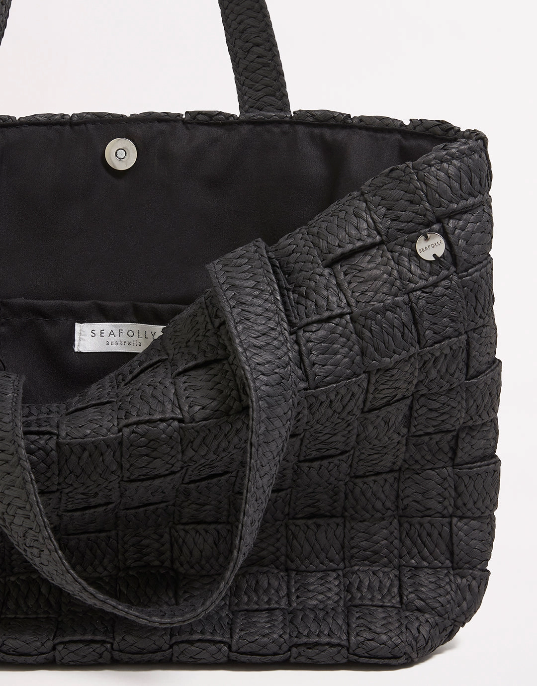 Criss Cross Woven Tote - Black