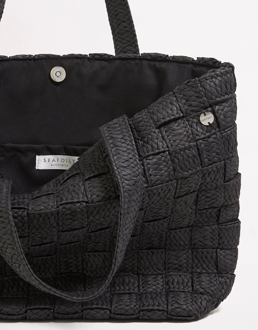Criss Cross Woven Tote - Black