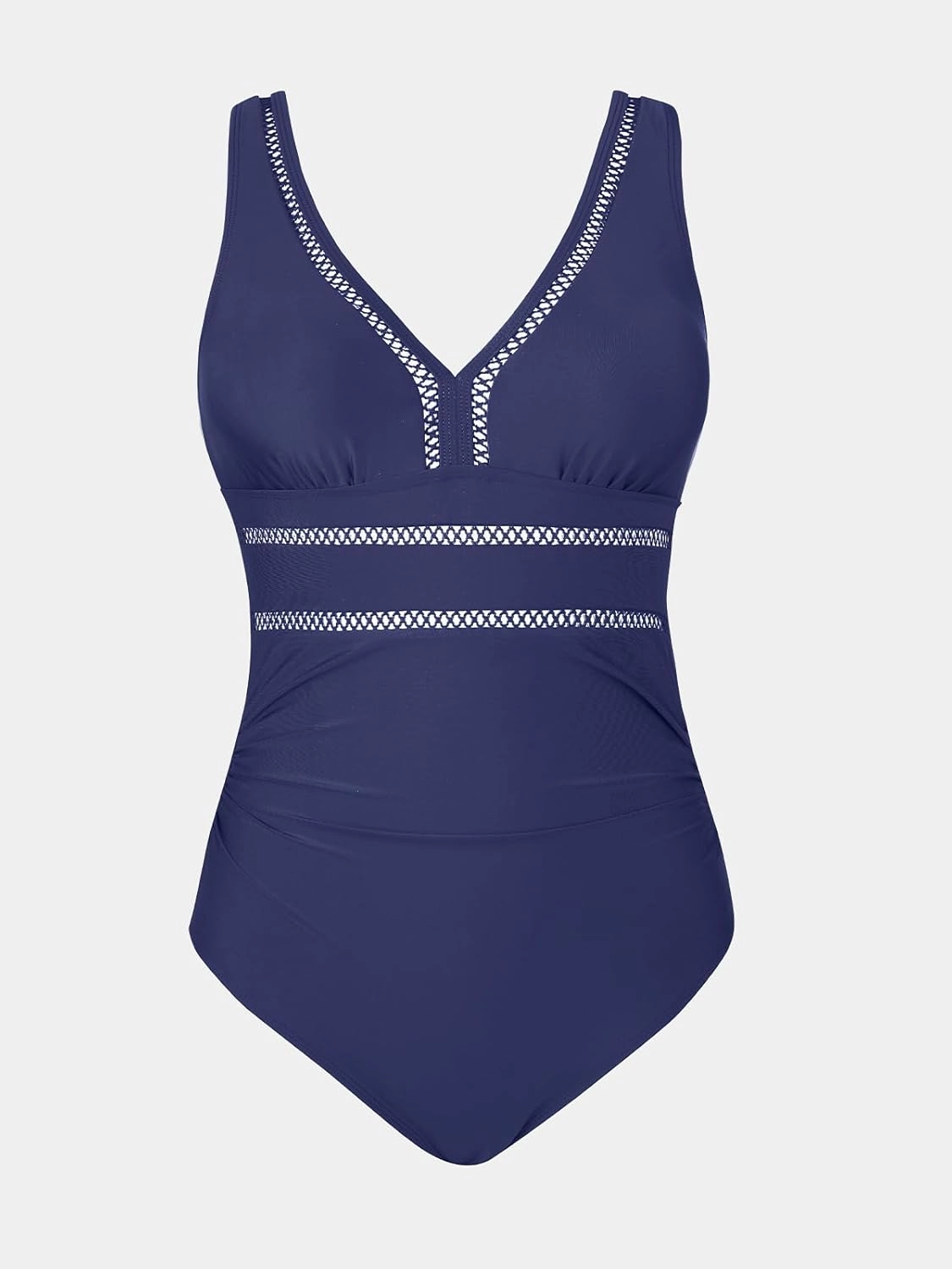 CUPSHE Women's One Piece Swimsuit Bathing Suit V Neck Adjustable Straps Ruched Mesh Back Hook