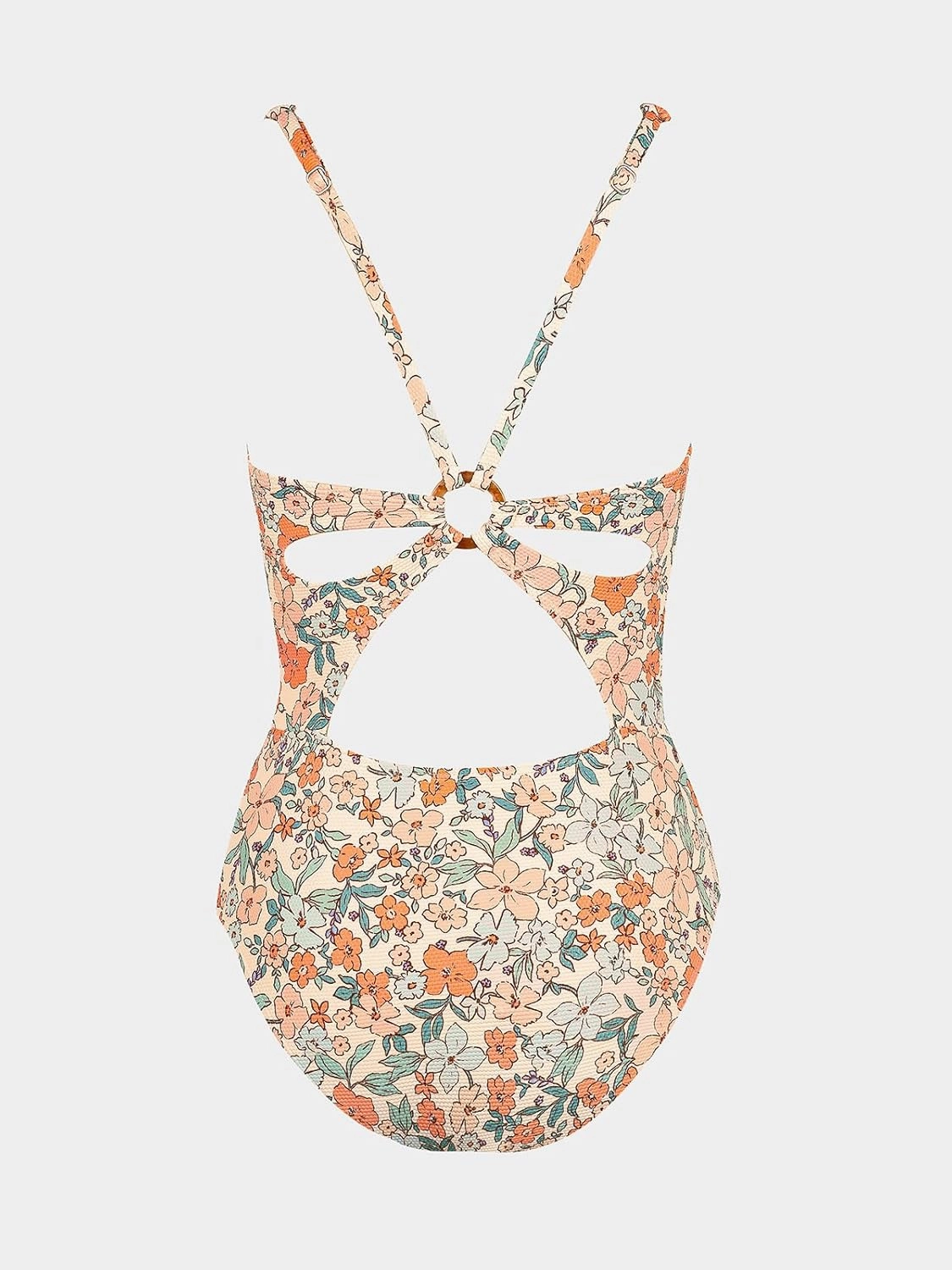 CUPSHE Women's One Piece Swimsuit Deep V Neck Keyhole Cutout O Ring Textured Bathing Suit