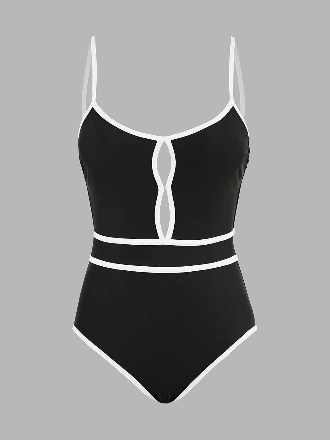CUPSHE Women's One Piece Swimsuit Scoop Neck Bathing Suit Keyhole Cutout Color Block Adjustable Straps Swimwear