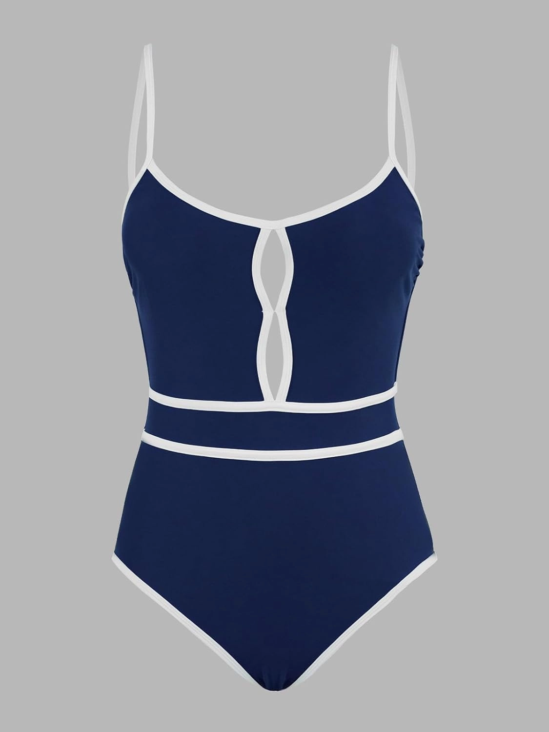 CUPSHE Women's One Piece Swimsuit Scoop Neck Bathing Suit Keyhole Cutout Color Block Adjustable Straps Swimwear